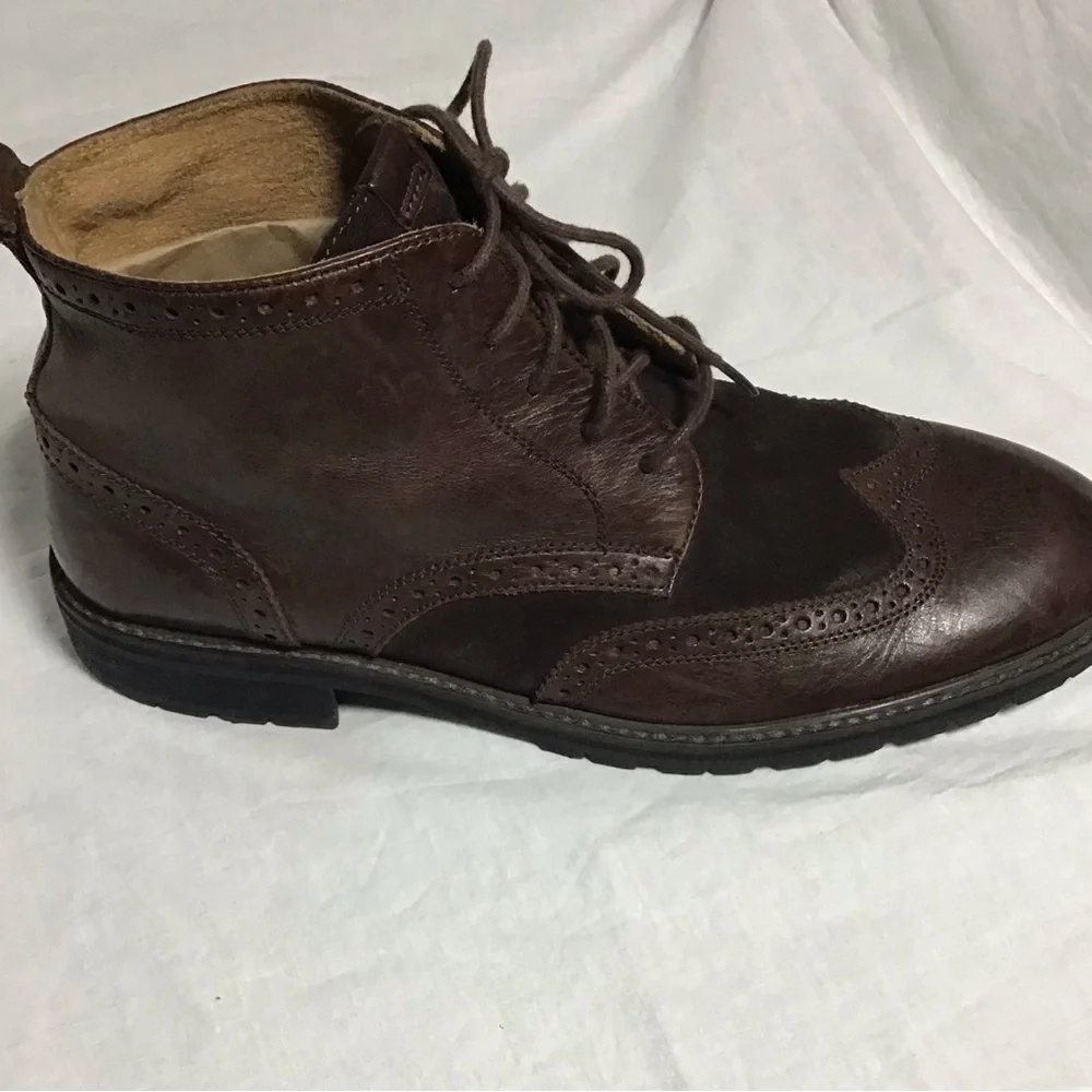 FLORSHEIM Wingtip Leather Suede Brown Ankle Boots M 10.5D